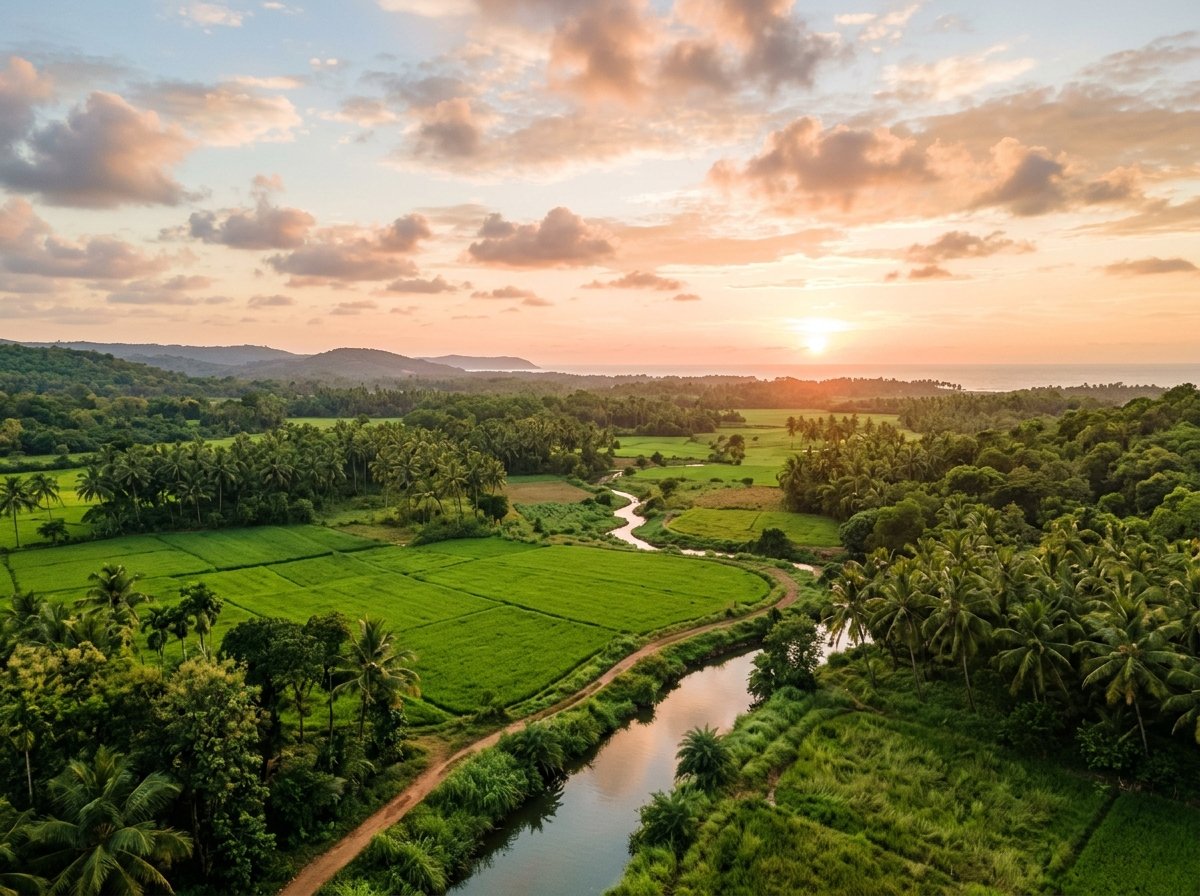 AI-generated illustration of the landscape near Benaulim (not a photo of Blissful Retreat B&B)