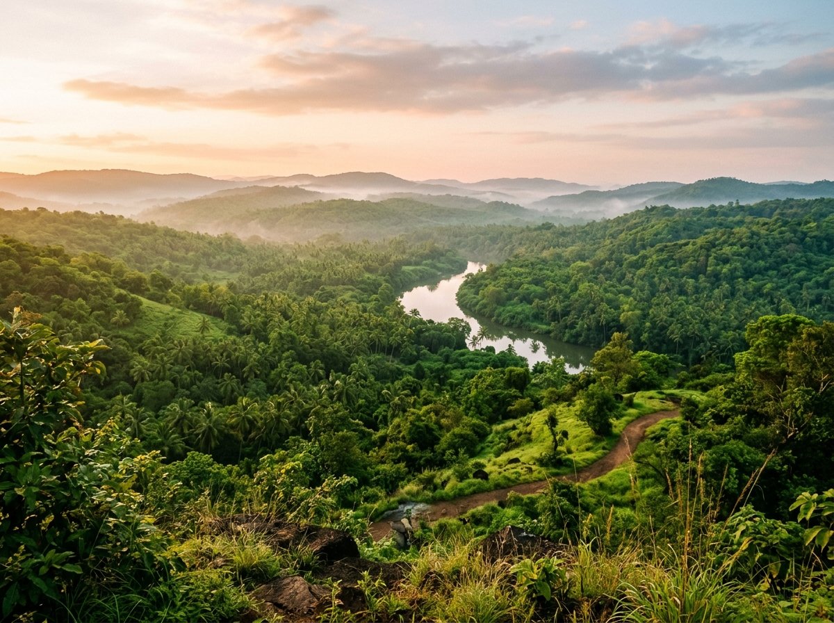 AI-generated illustration of the landscape near Goa (not a photo of Aqua Nest Villa)